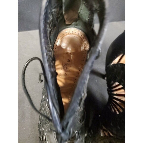 Alaia Paris Designer Laser Cut Stiletto Heel Black Sandals Bootie Sz 36/ US Sz 6 - Picture 2 of 8